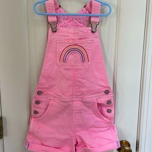 Mini Boden pink overall shorts. Size 9-10